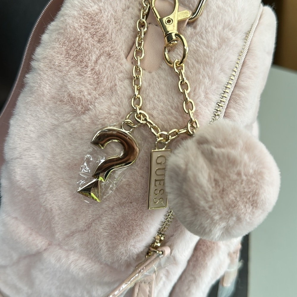 New Guess Blush Faux Fur Backpack - Picture 3 of 4